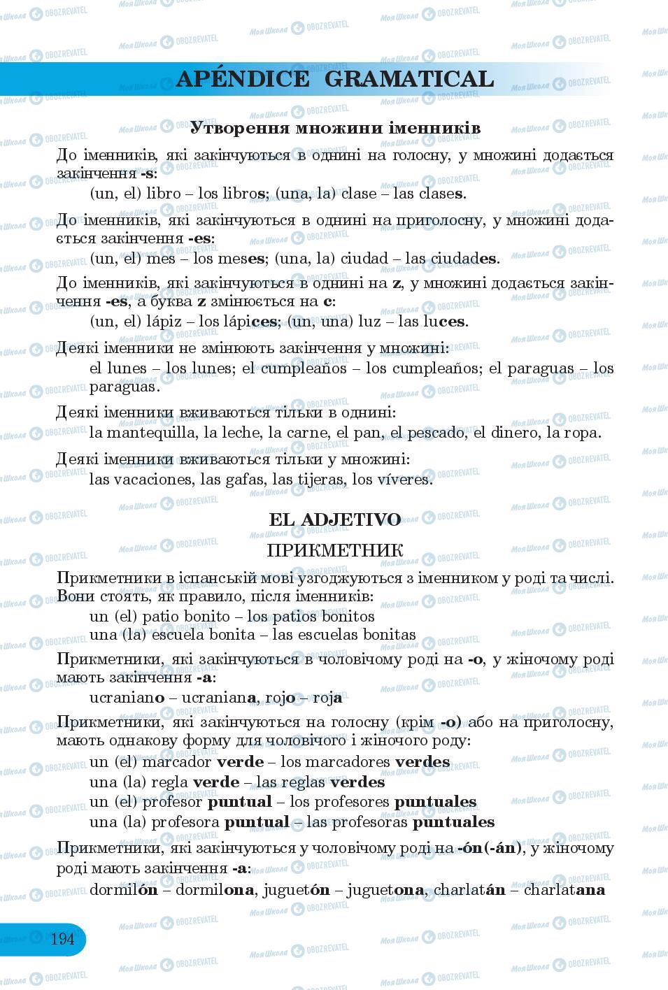 Підручники Іспанська мова 6 клас сторінка 194