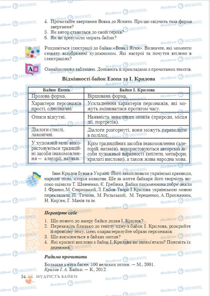 Підручники Зарубіжна література 6 клас сторінка 54