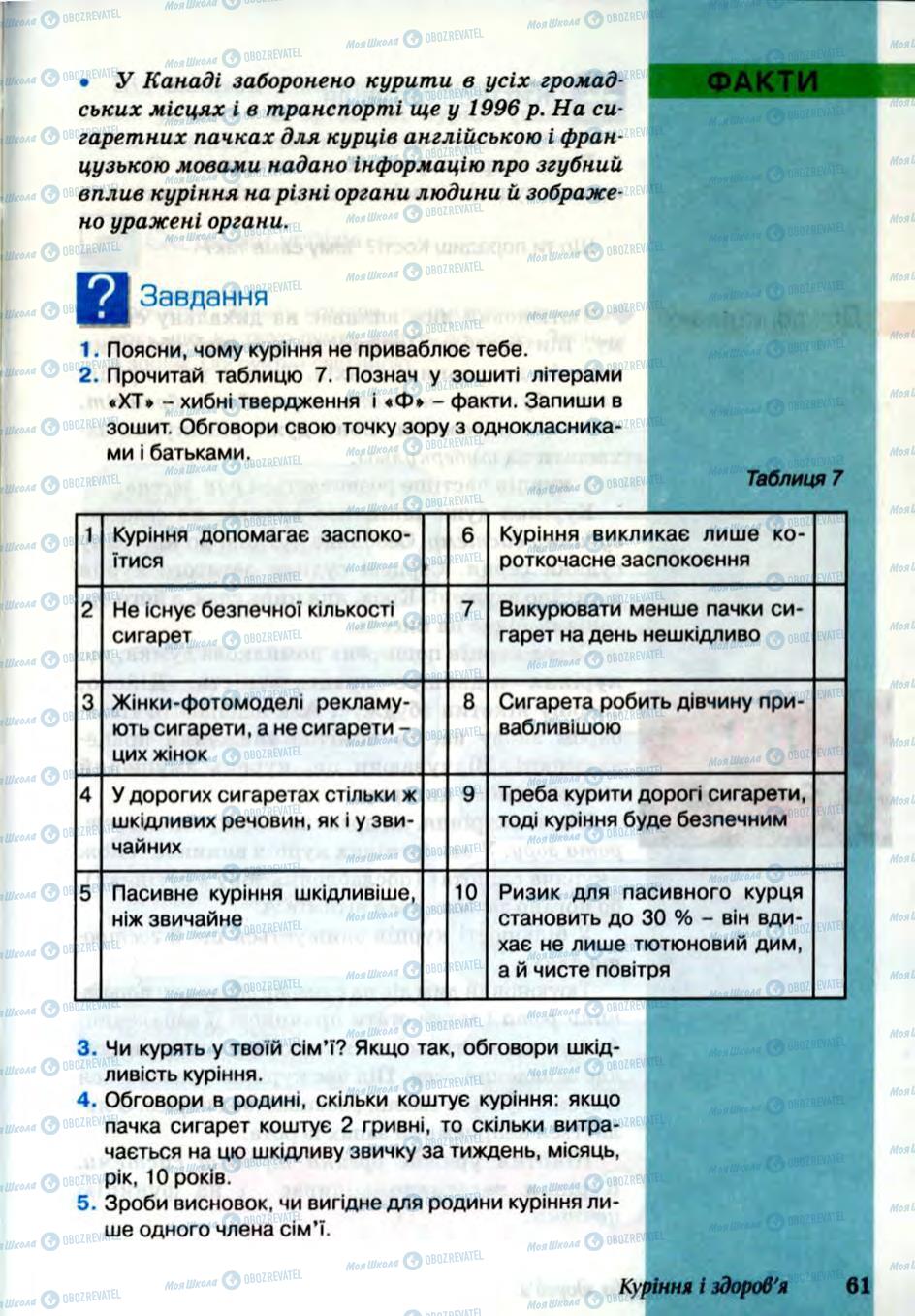 Учебники Основы здоровья 6 класс страница 61