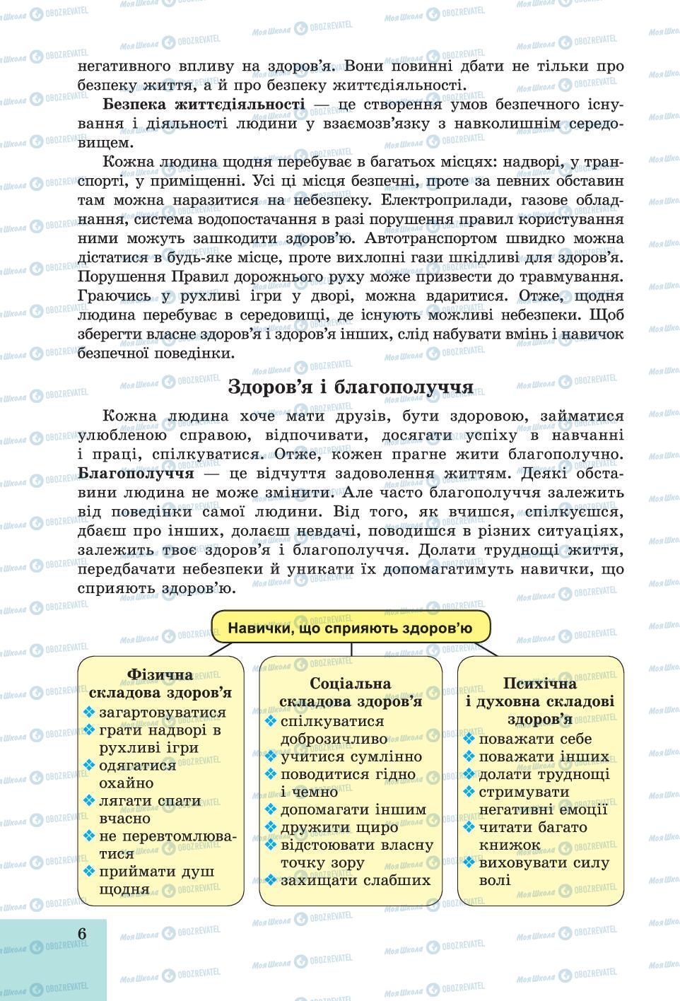 Підручники Основи здоров'я 6 клас сторінка  6