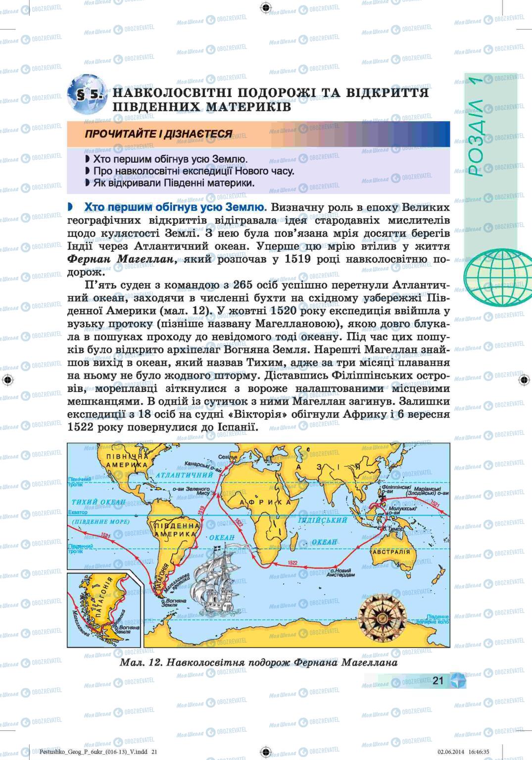 Підручники Географія 6 клас сторінка 21