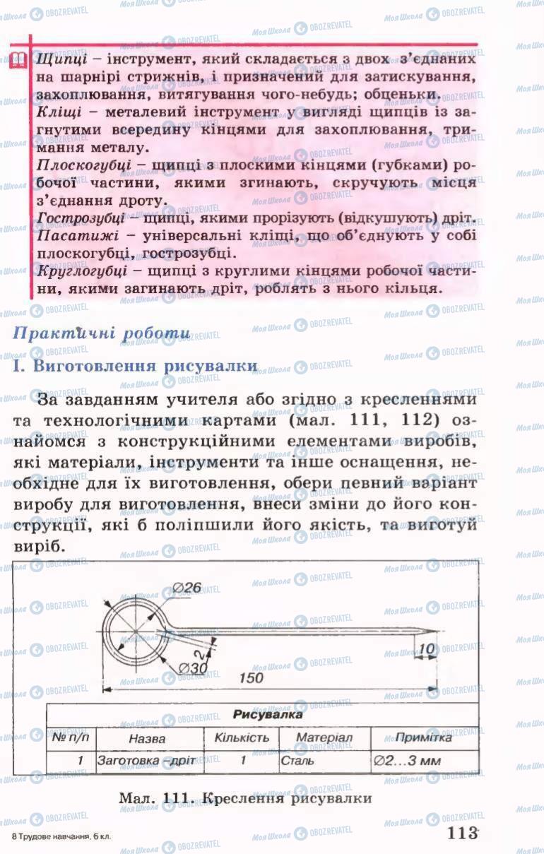 Підручники Трудове навчання 6 клас сторінка 113