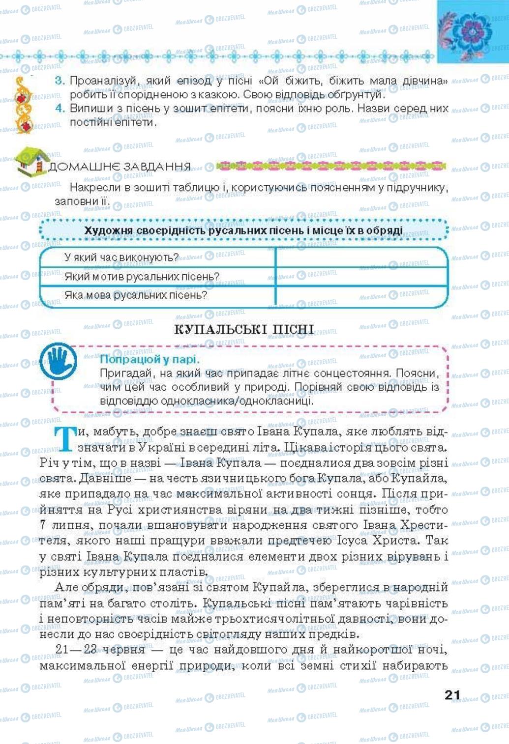 Підручники Українська література 6 клас сторінка 21