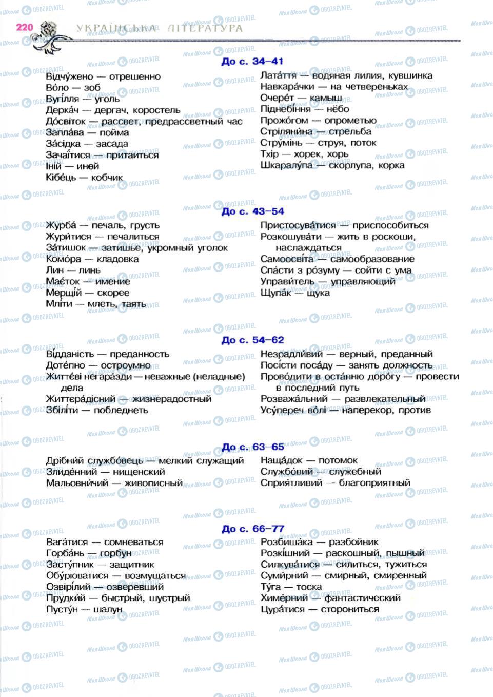 Підручники Українська література 6 клас сторінка 220