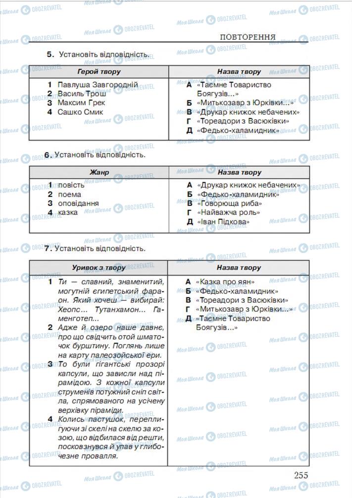 Учебники Укр лит 6 класс страница 255