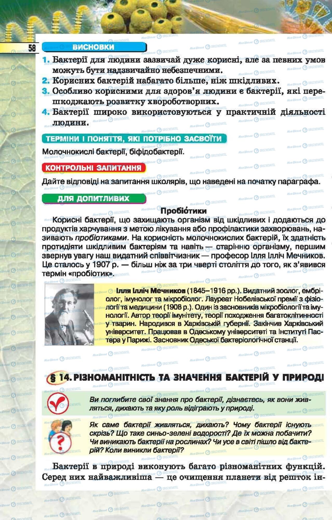 Підручники Біологія 6 клас сторінка 58