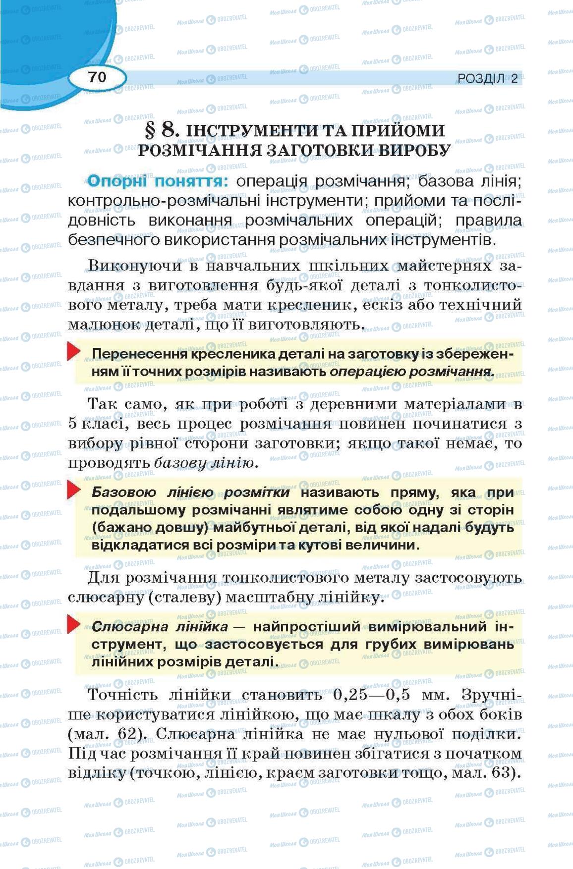 Підручники Трудове навчання 6 клас сторінка 70