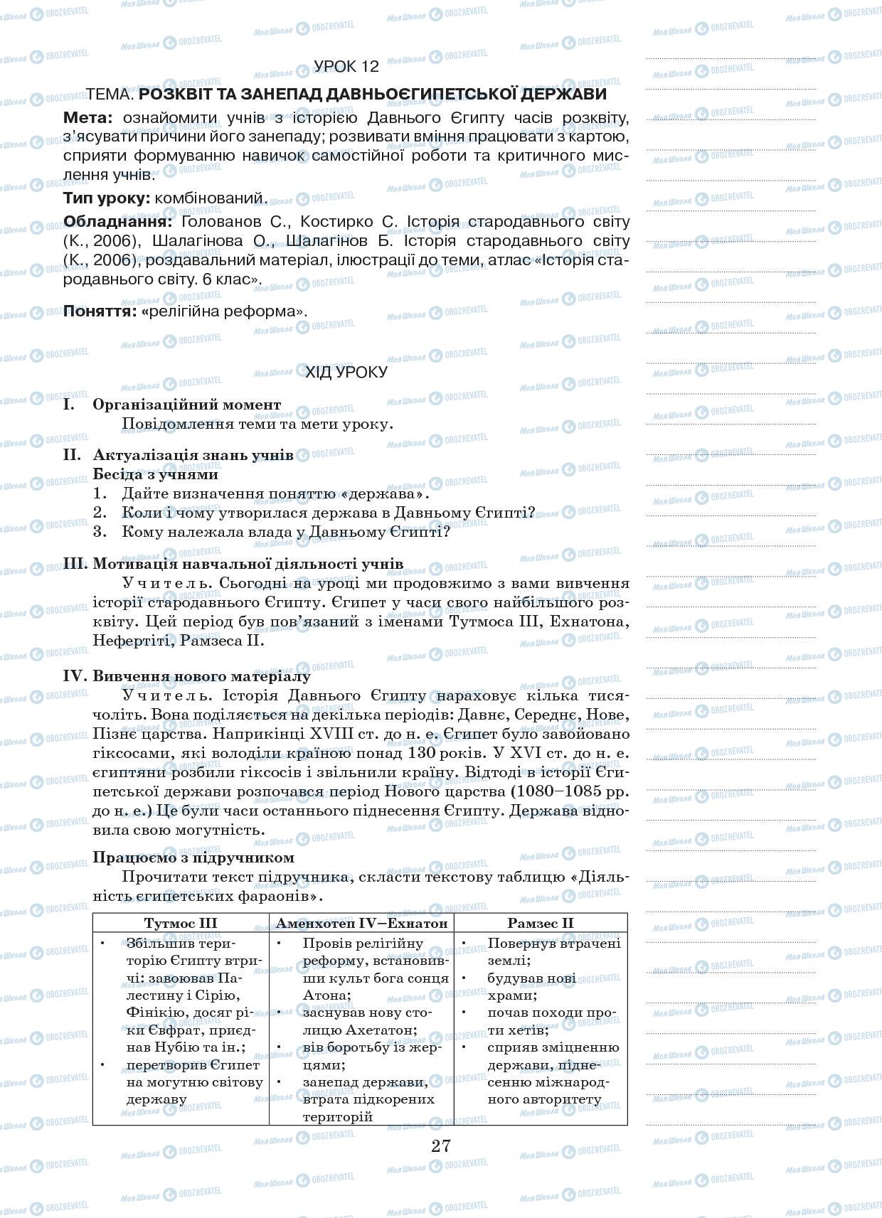 Підручники Всесвітня історія 6 клас сторінка 27