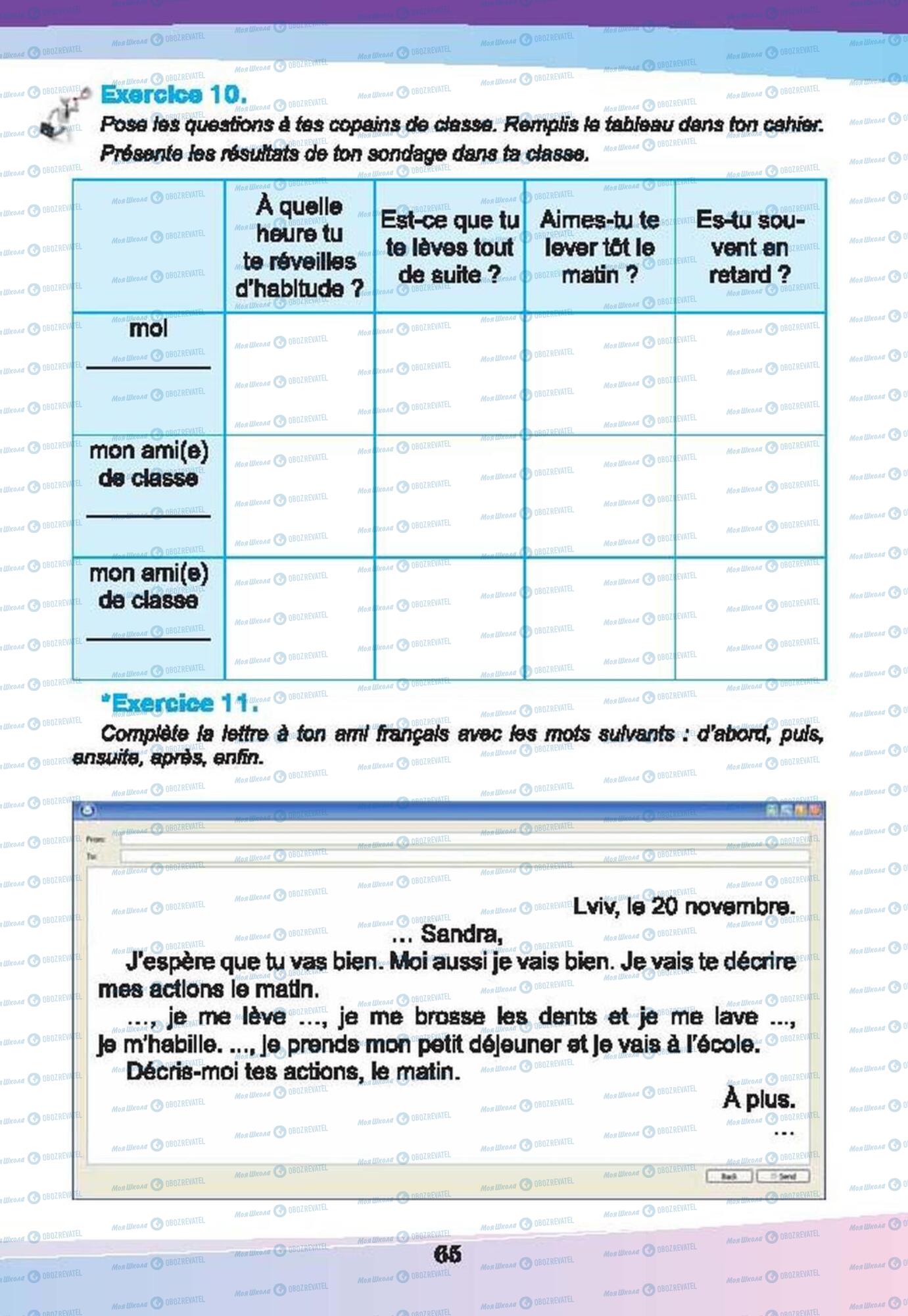 Підручники Французька мова 6 клас сторінка 65