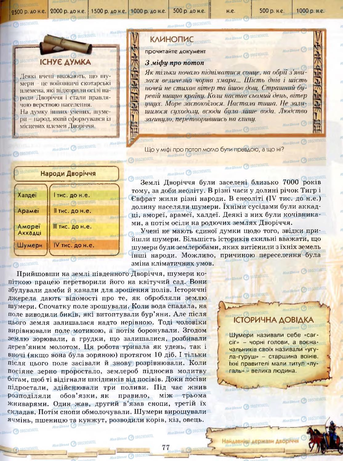 Підручники Всесвітня історія 6 клас сторінка 77