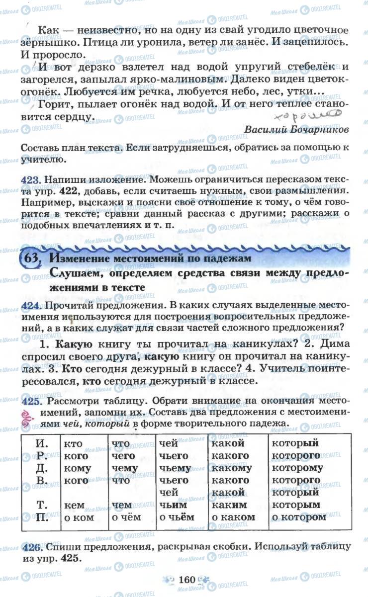 Підручники Російська мова 6 клас сторінка 160