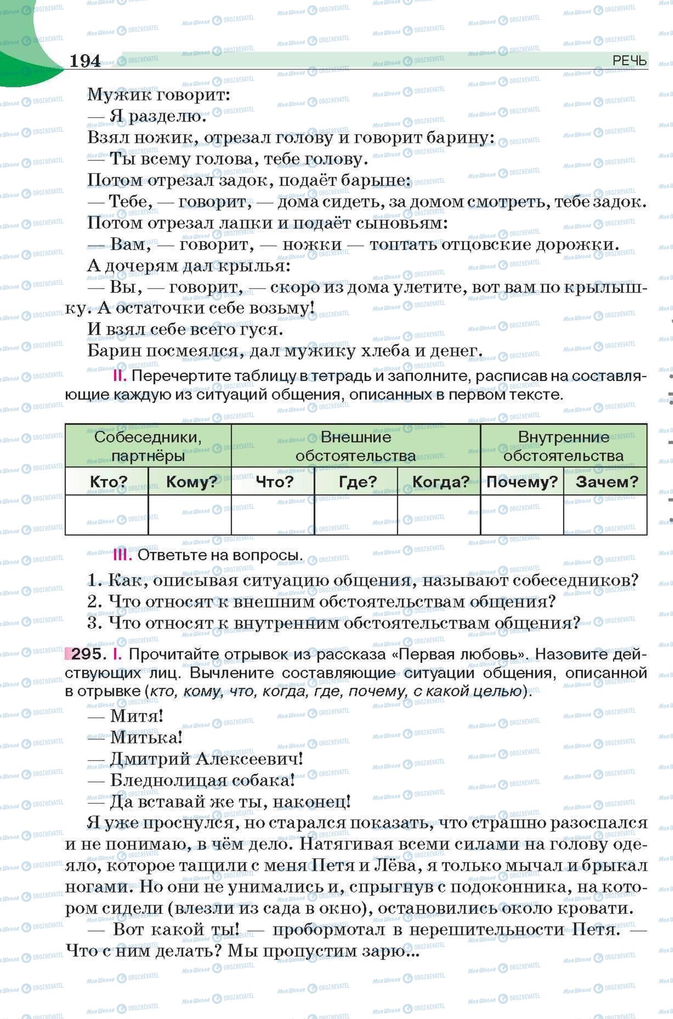Підручники Російська мова 6 клас сторінка 194