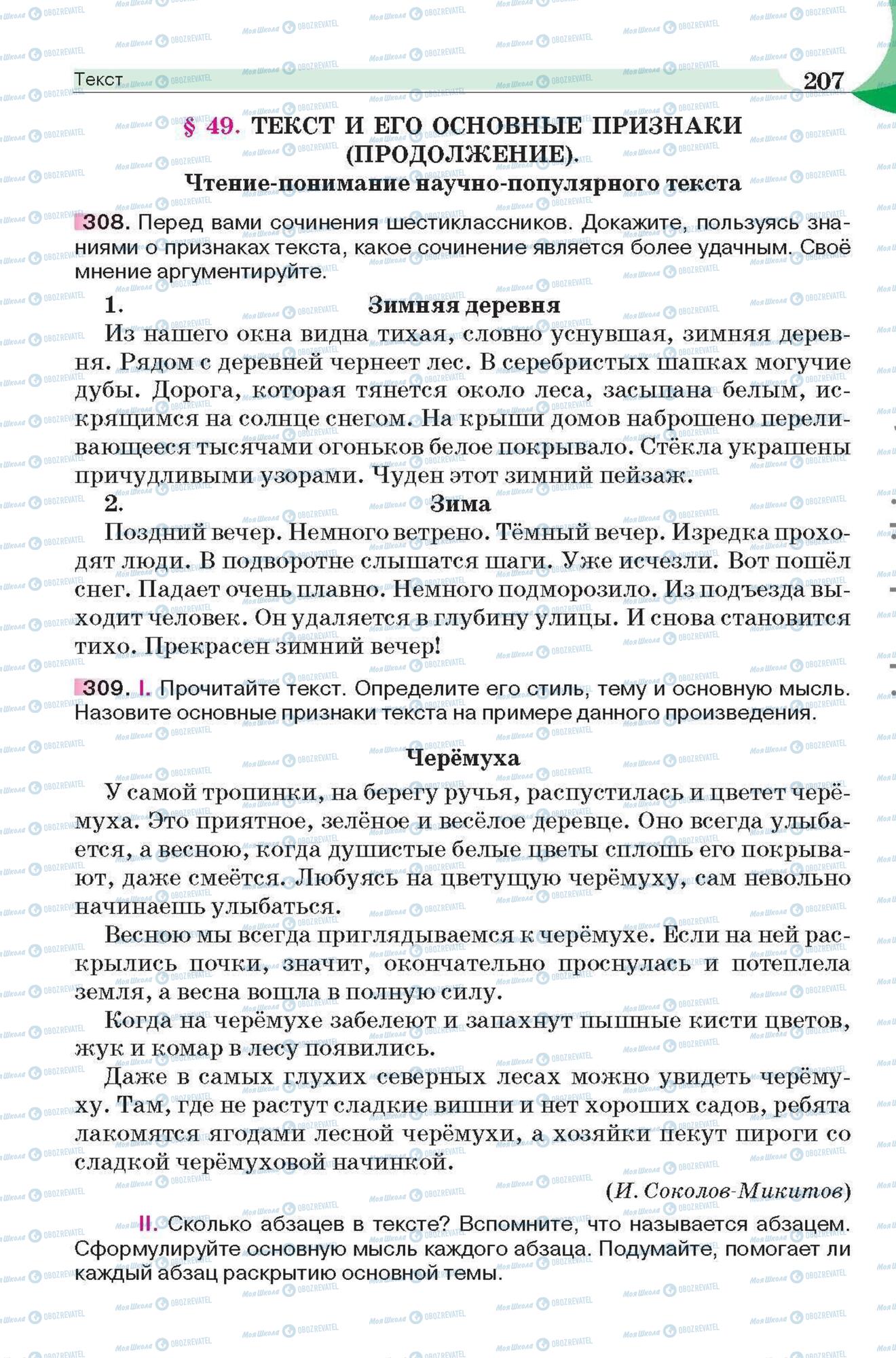 Підручники Російська мова 6 клас сторінка 207