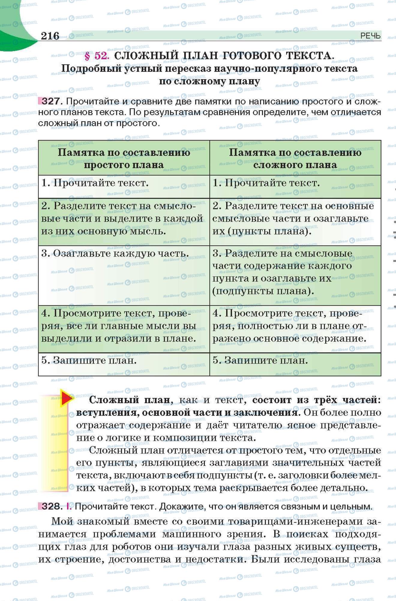 Підручники Російська мова 6 клас сторінка 216