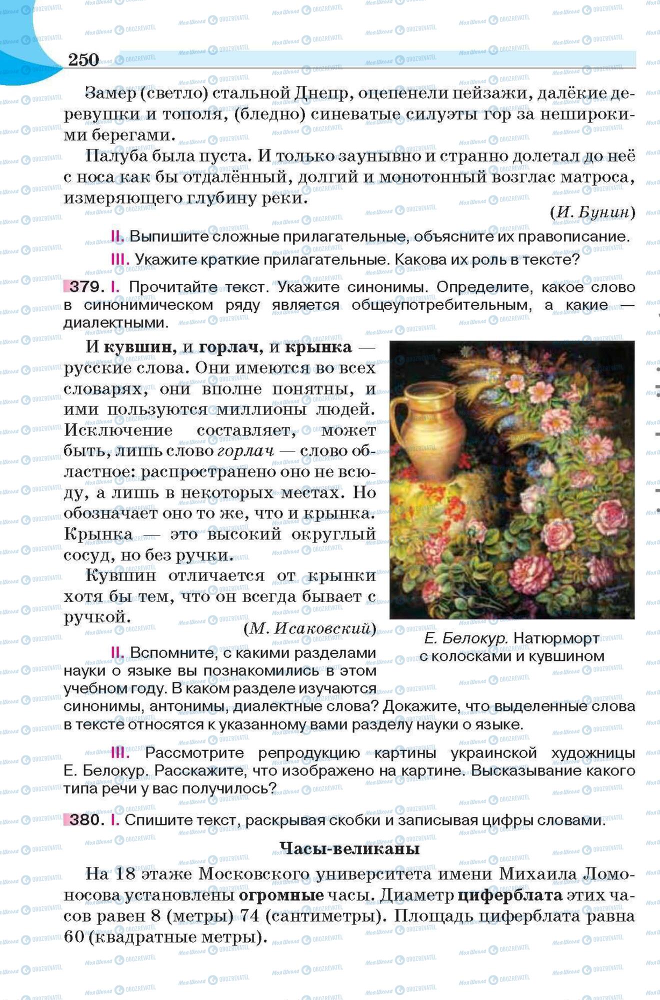 Підручники Російська мова 6 клас сторінка 250