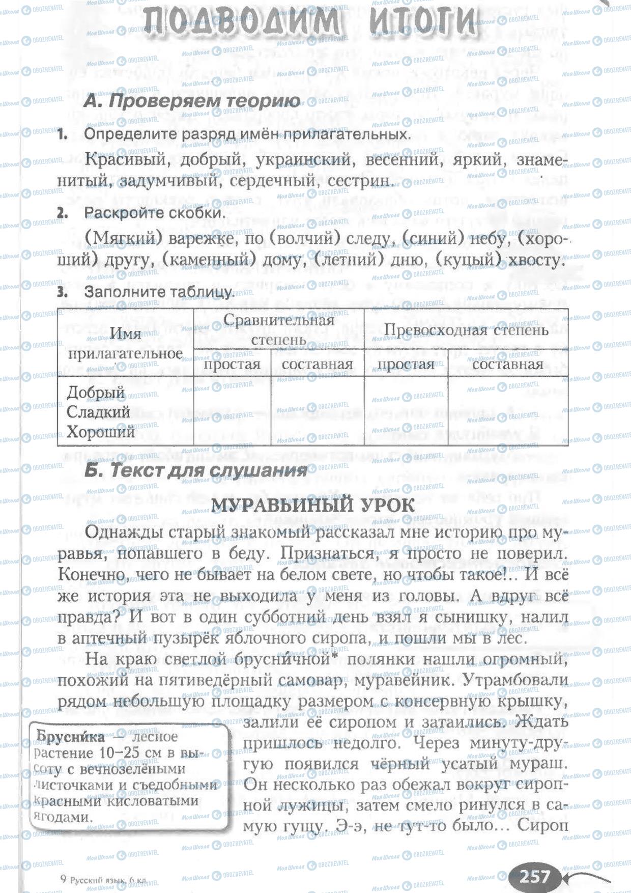 Підручники Російська мова 6 клас сторінка 257