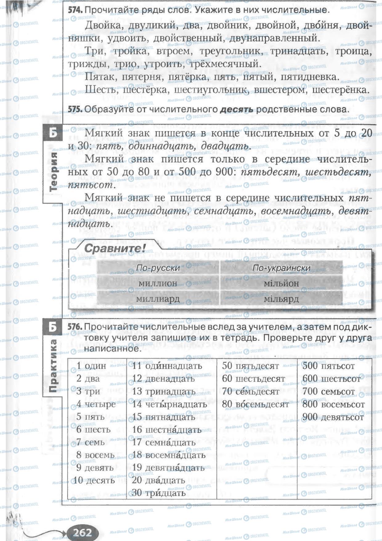 Підручники Російська мова 6 клас сторінка 262