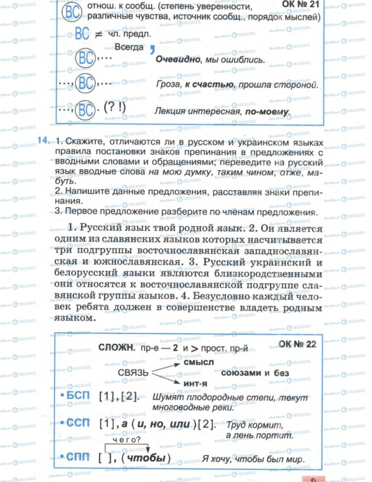 Підручники Російська мова 6 клас сторінка 9