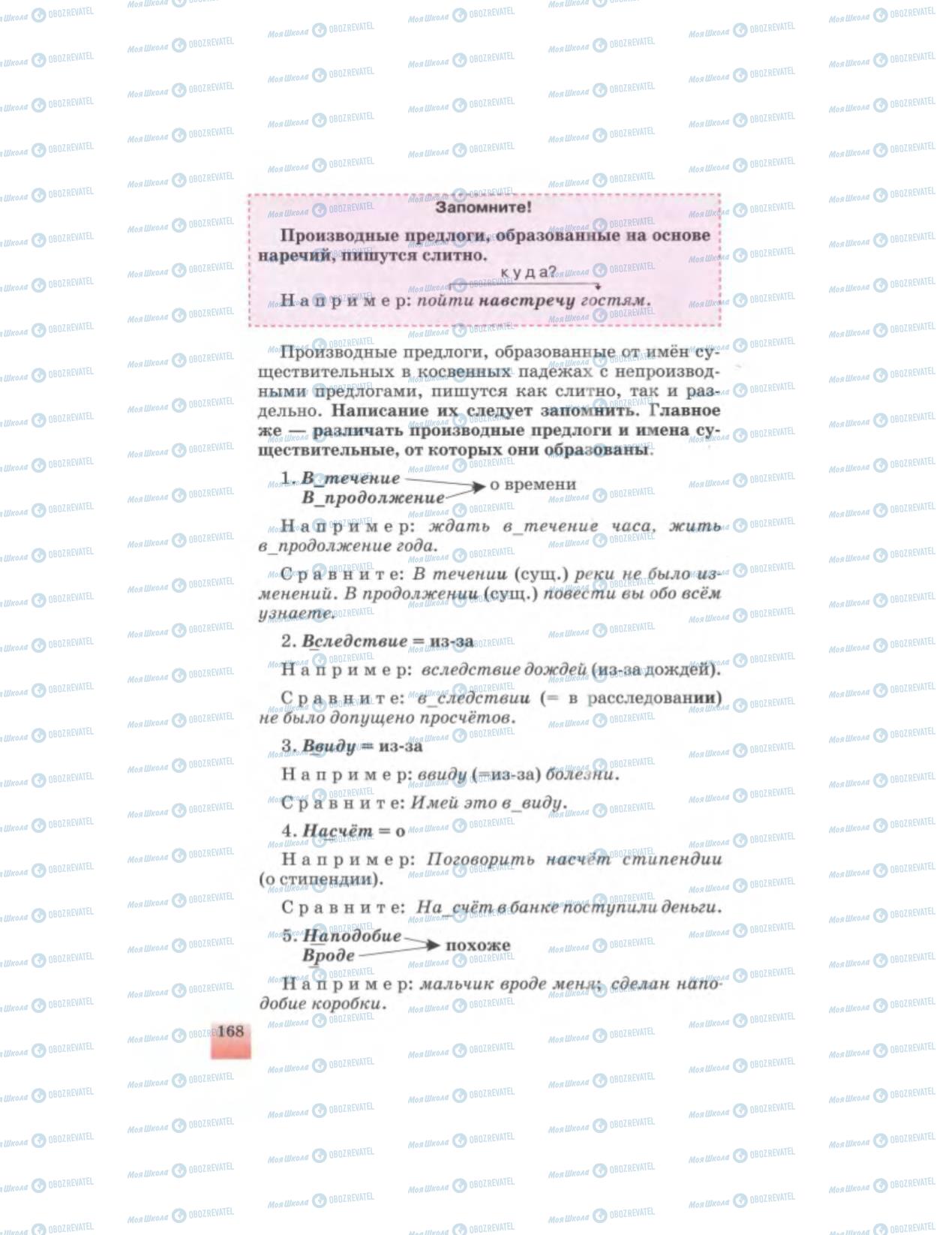 Підручники Російська мова 6 клас сторінка 168