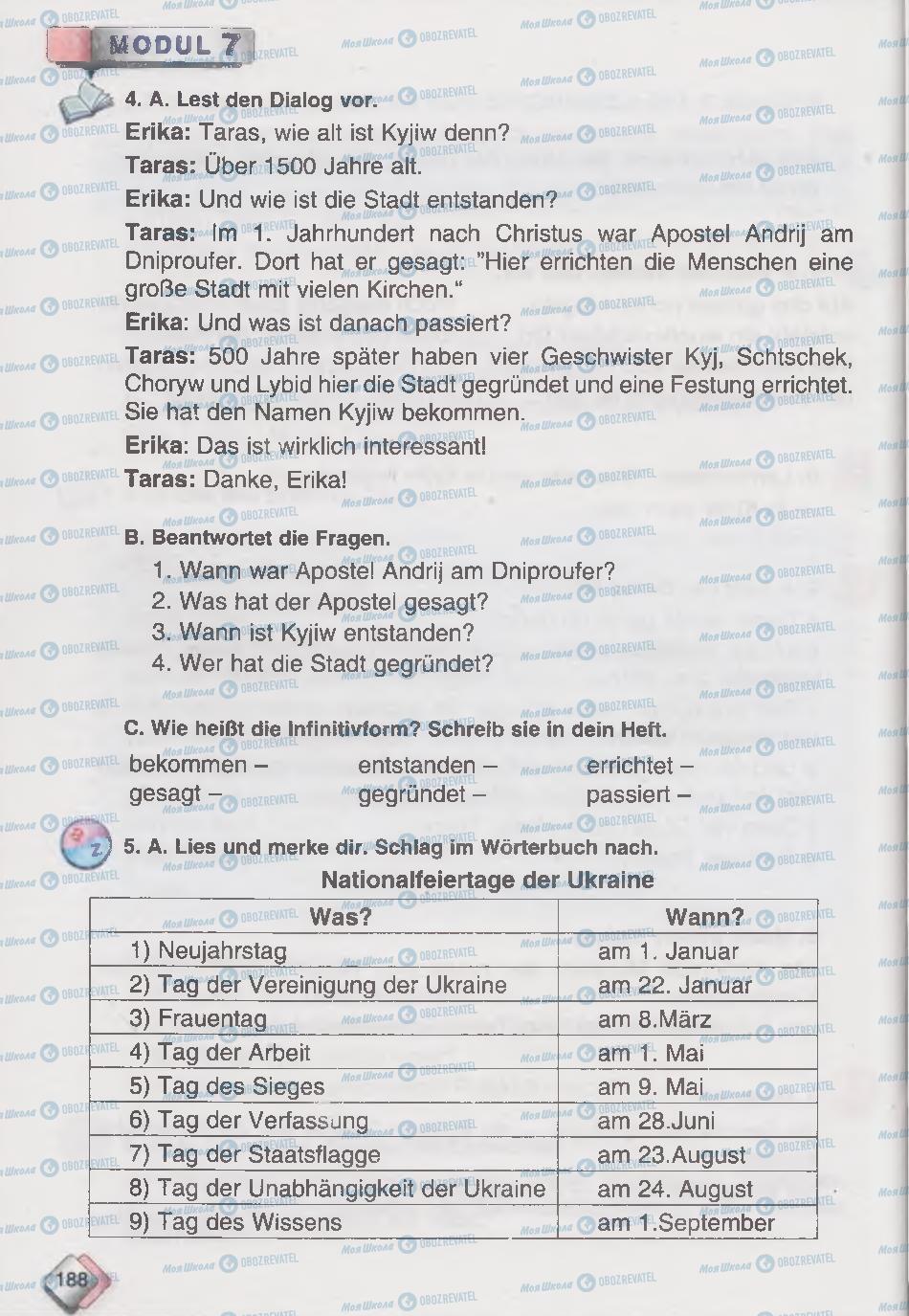 Підручники Німецька мова 6 клас сторінка 188