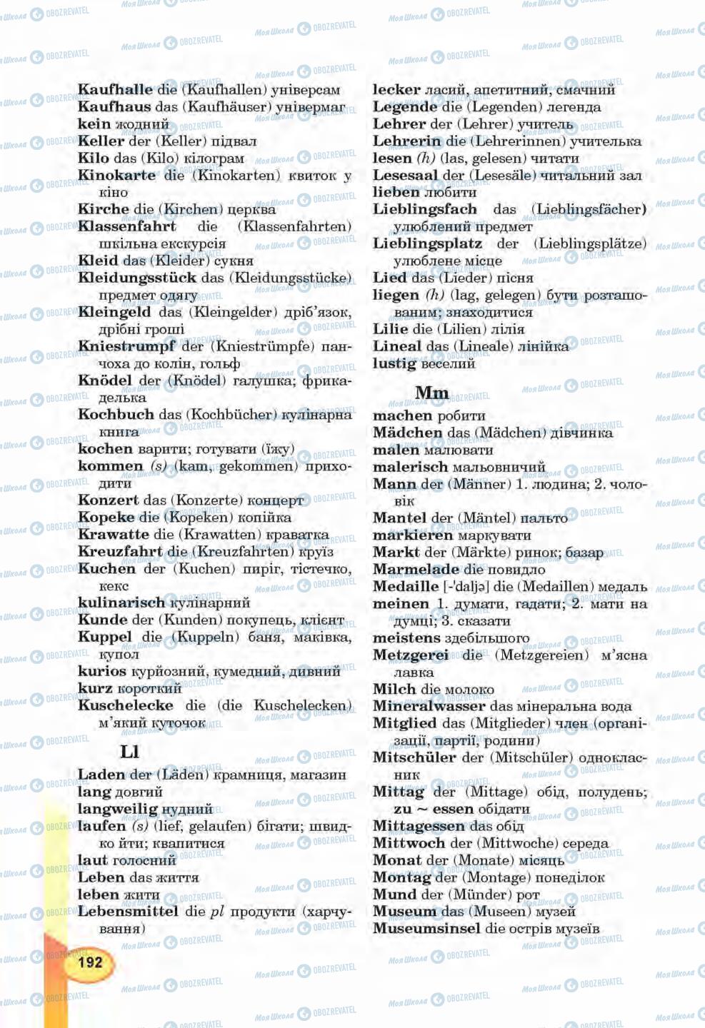 Підручники Німецька мова 6 клас сторінка 192
