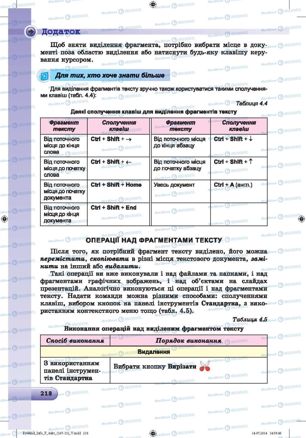 Підручники Інформатика 6 клас сторінка 218