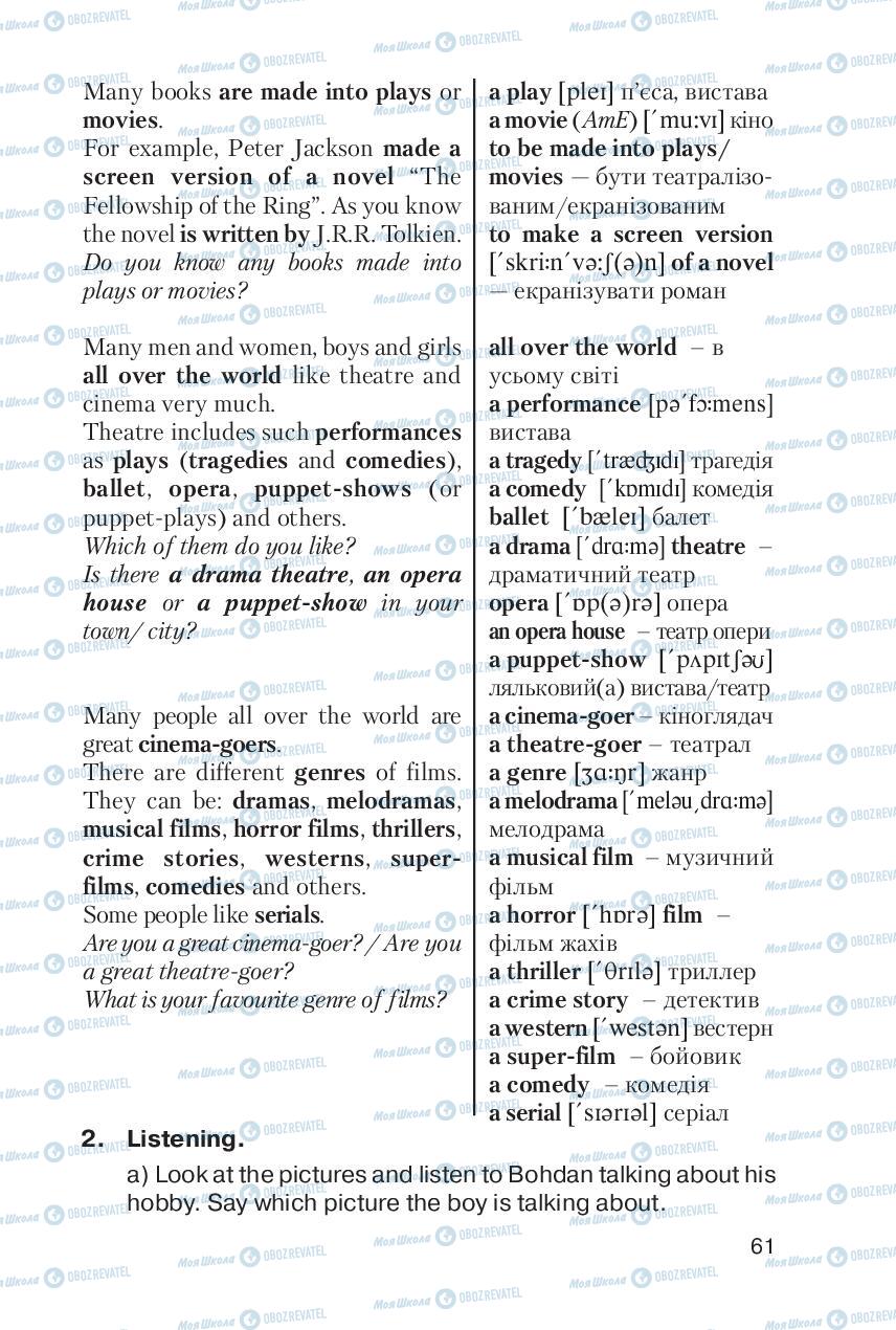 Підручники Англійська мова 6 клас сторінка 61