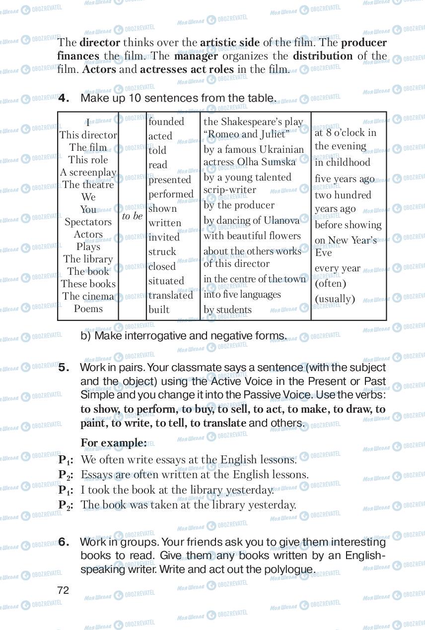 Підручники Англійська мова 6 клас сторінка 72