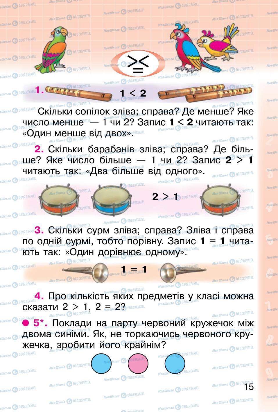 Підручники Математика 1 клас сторінка 15