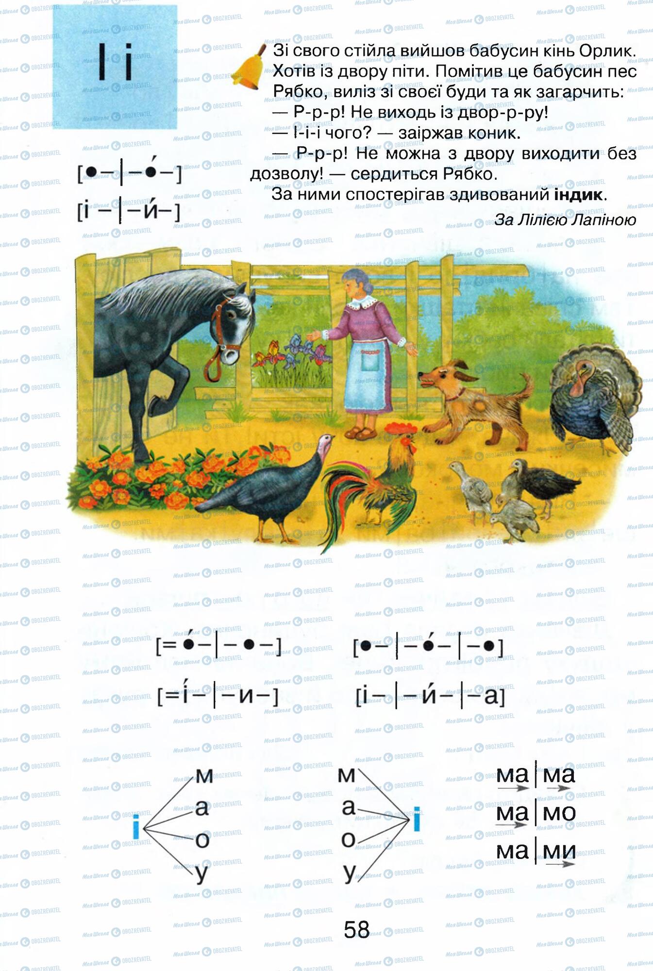 Учебники Укр мова 1 класс страница 58