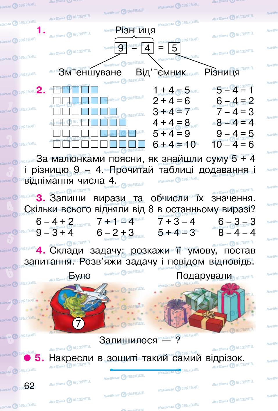 Учебники Математика 1 класс страница 62