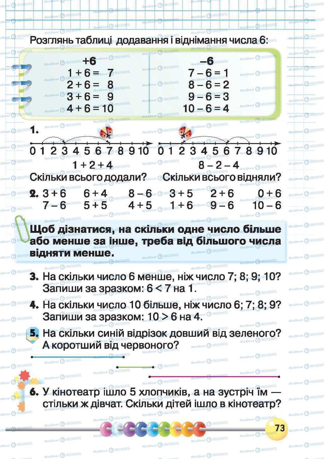Підручники Математика 1 клас сторінка 74
