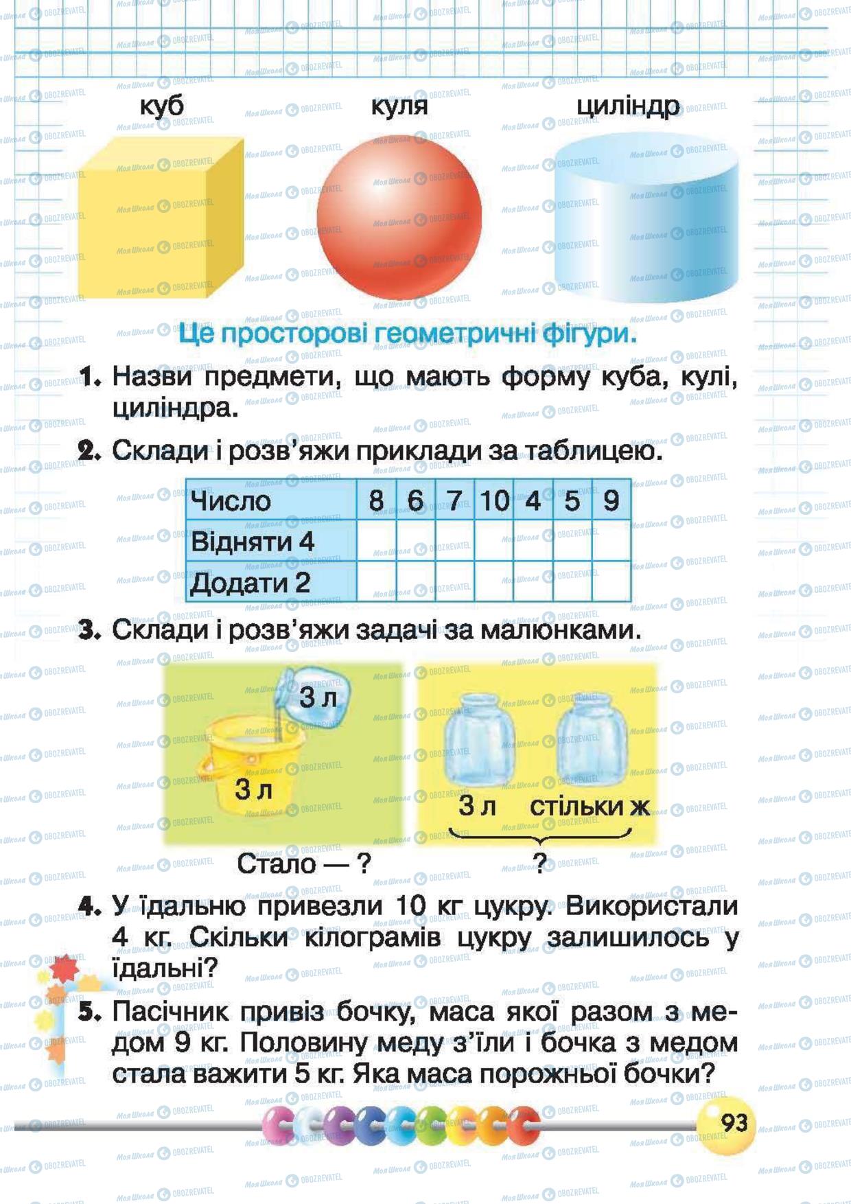 Підручники Математика 1 клас сторінка 94