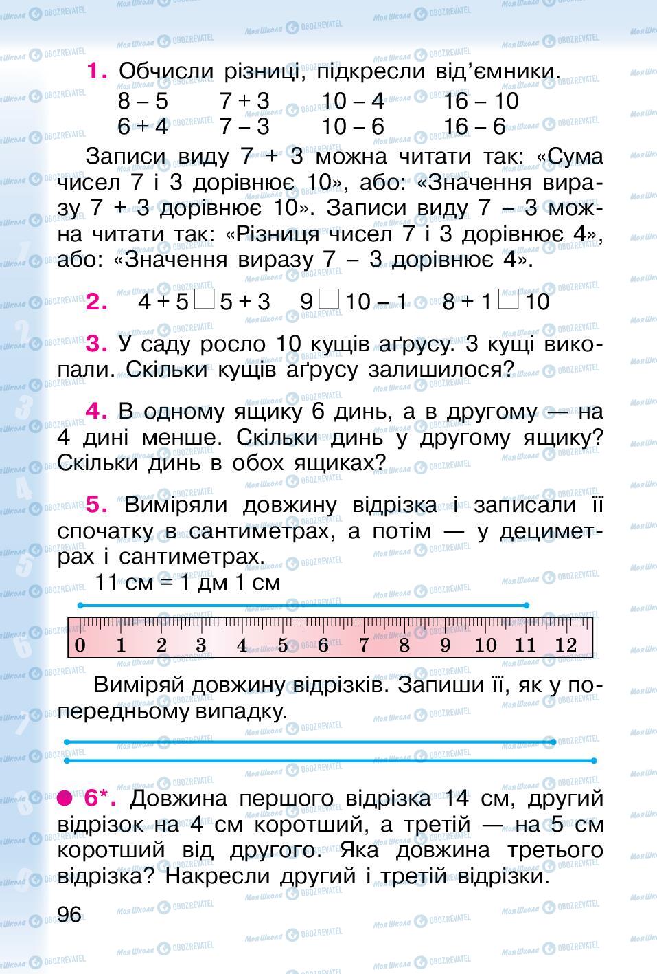 Підручники Математика 1 клас сторінка 96