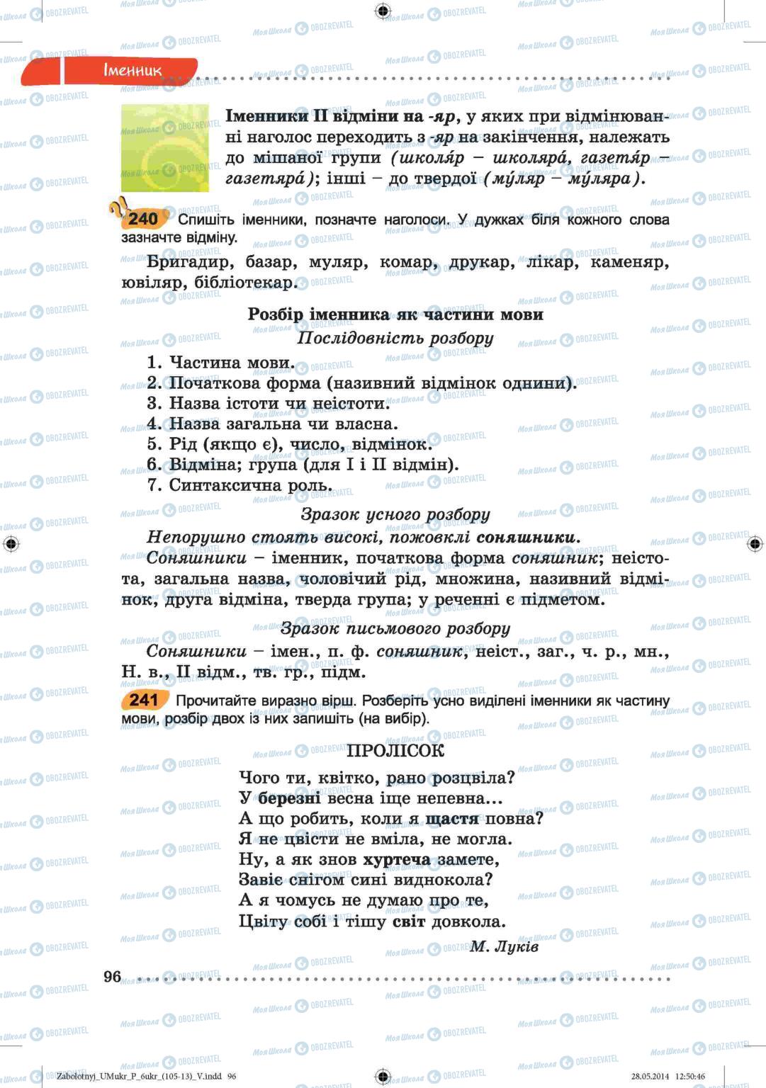 Підручники Українська мова 6 клас сторінка  96