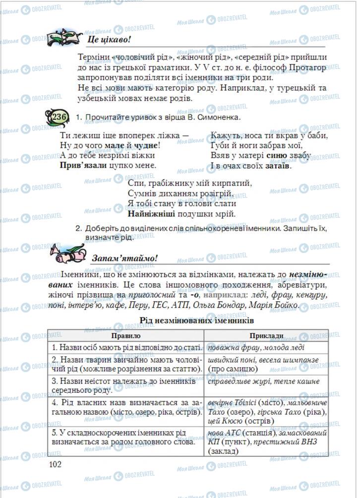 Підручники Українська мова 6 клас сторінка 102