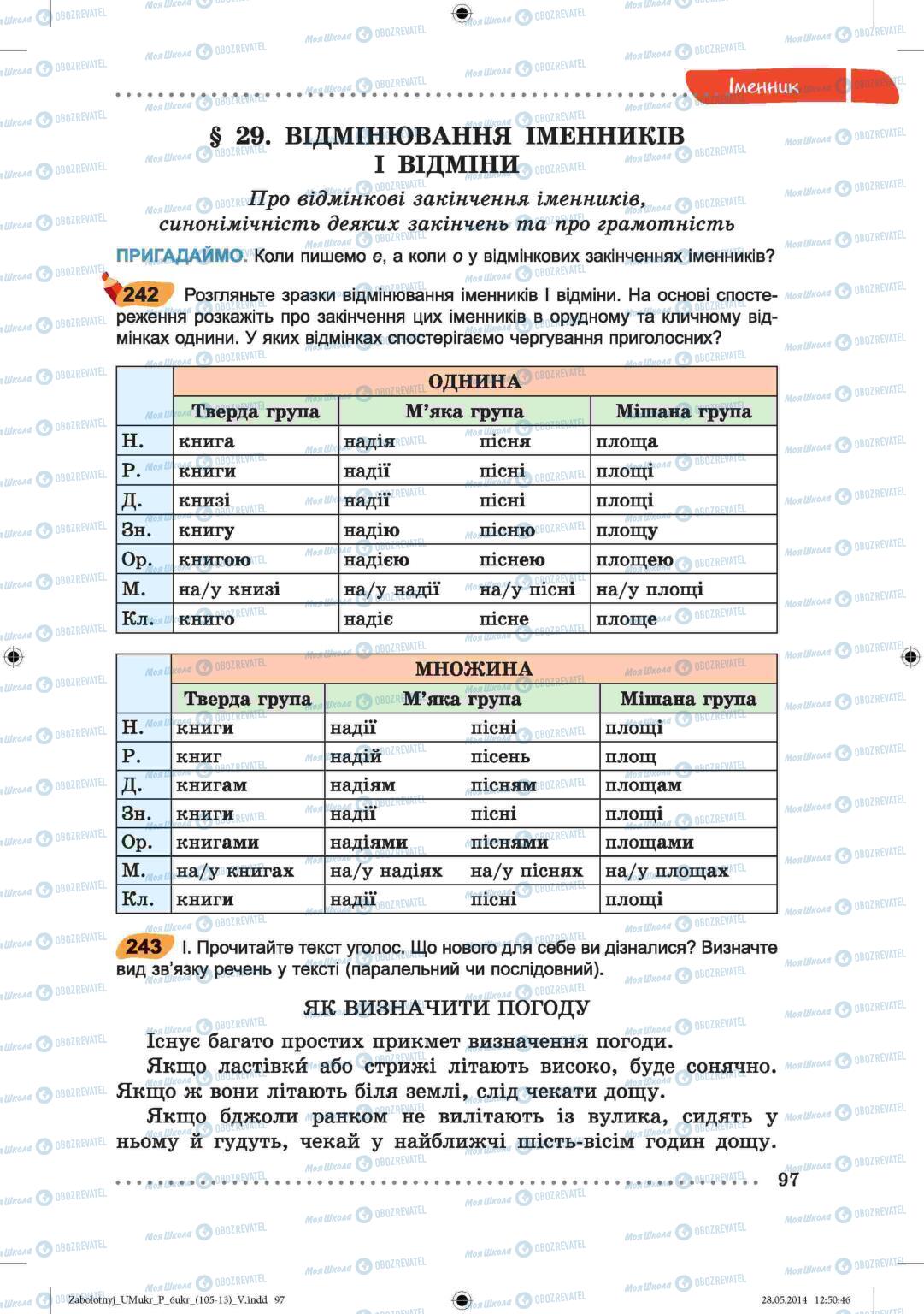 Учебники Укр мова 6 класс страница  97