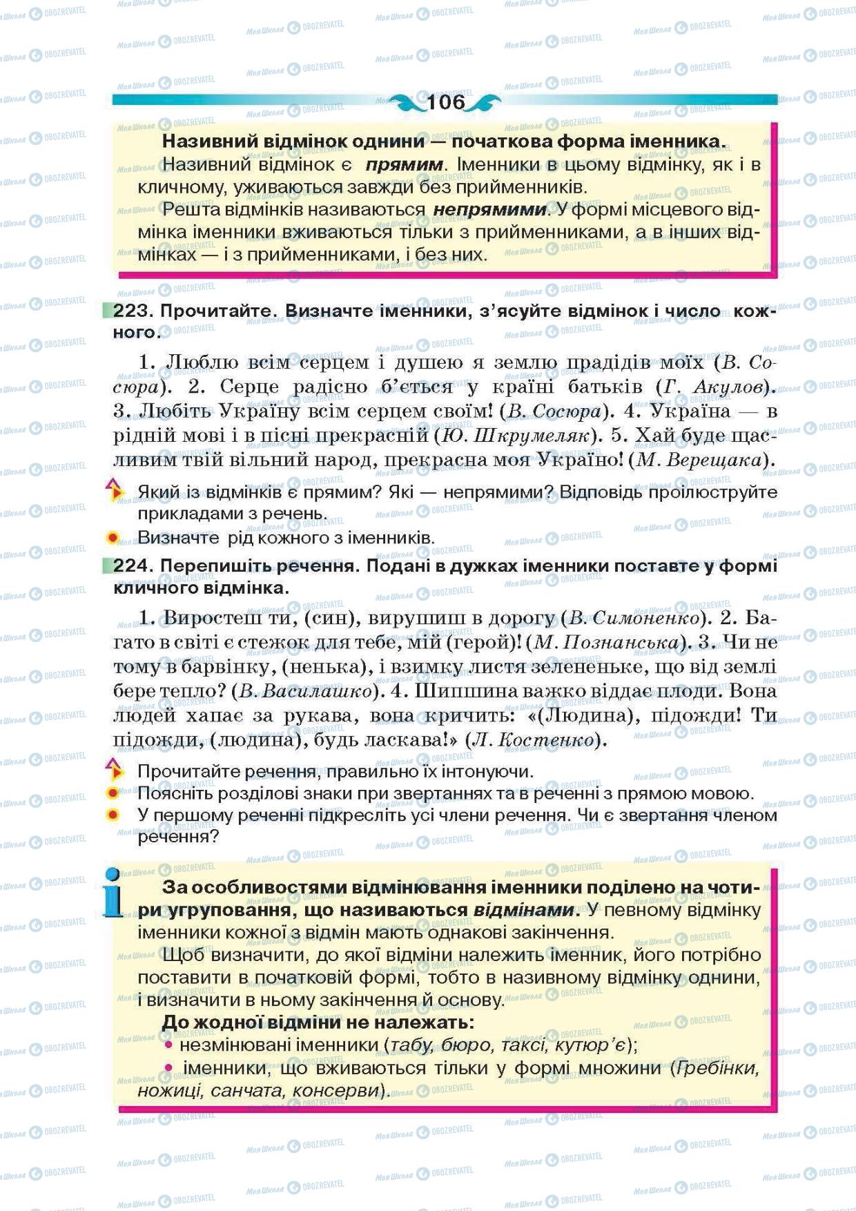 Підручники Українська мова 6 клас сторінка 106