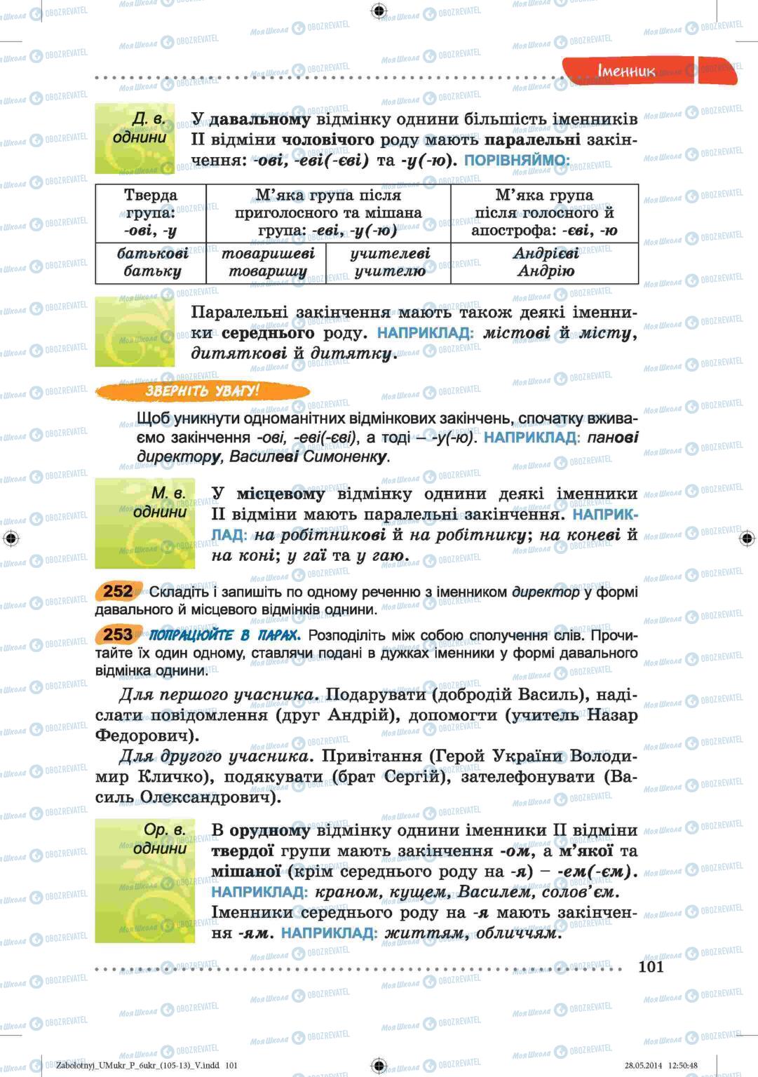 Учебники Укр мова 6 класс страница  101