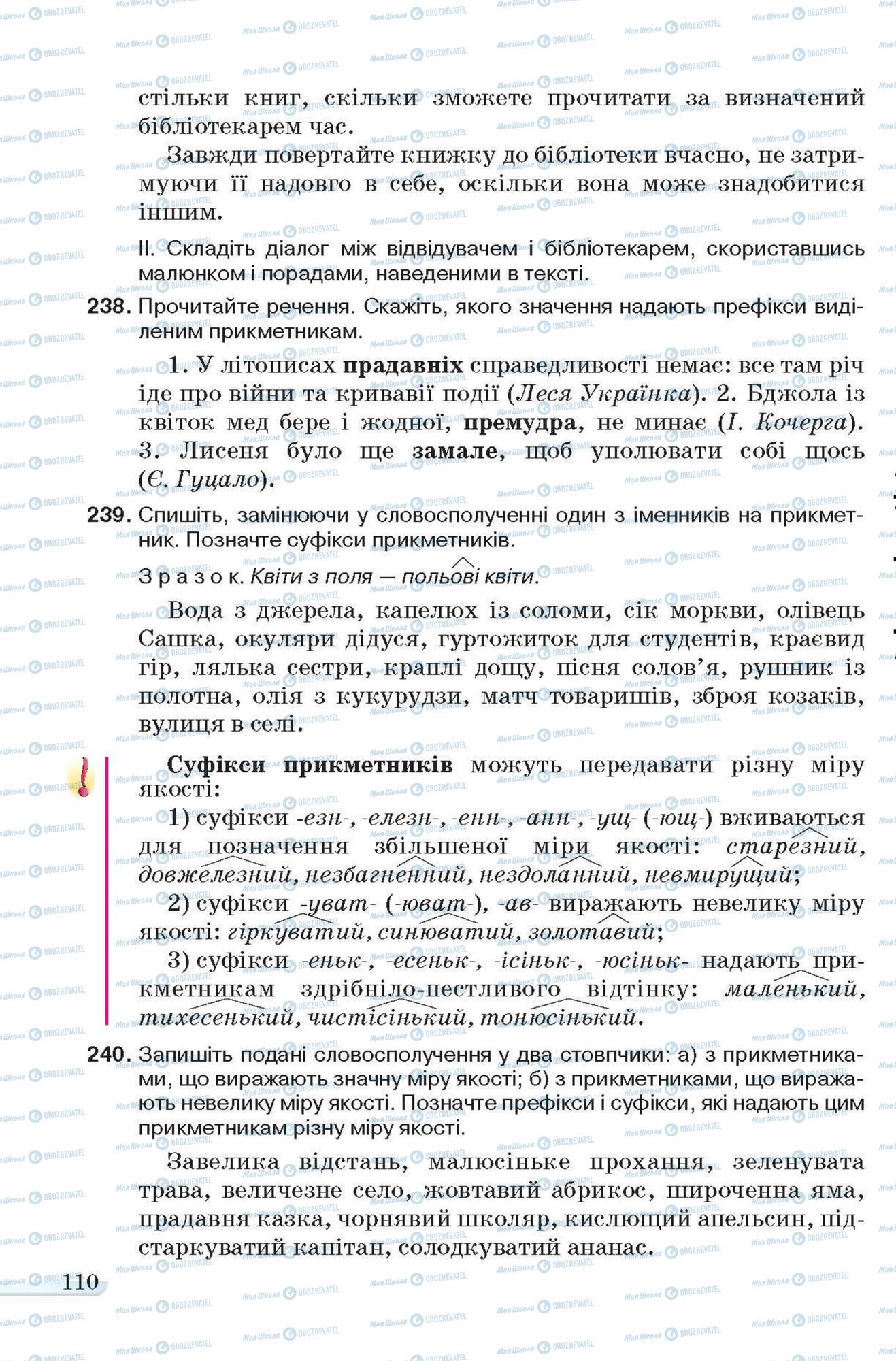 Учебники Укр мова 6 класс страница 110