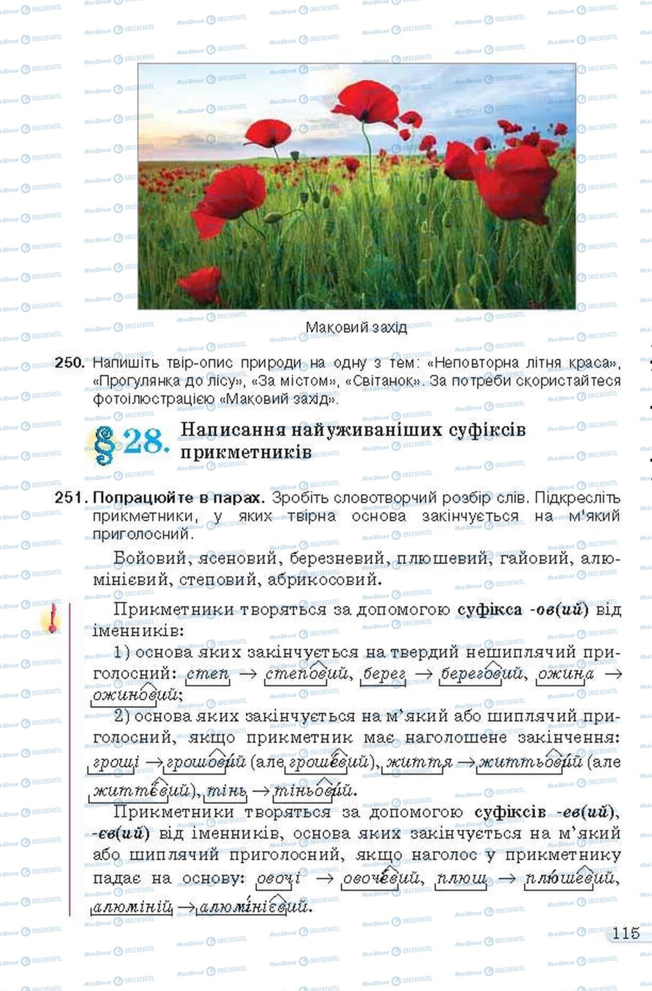 Підручники Українська мова 6 клас сторінка 115