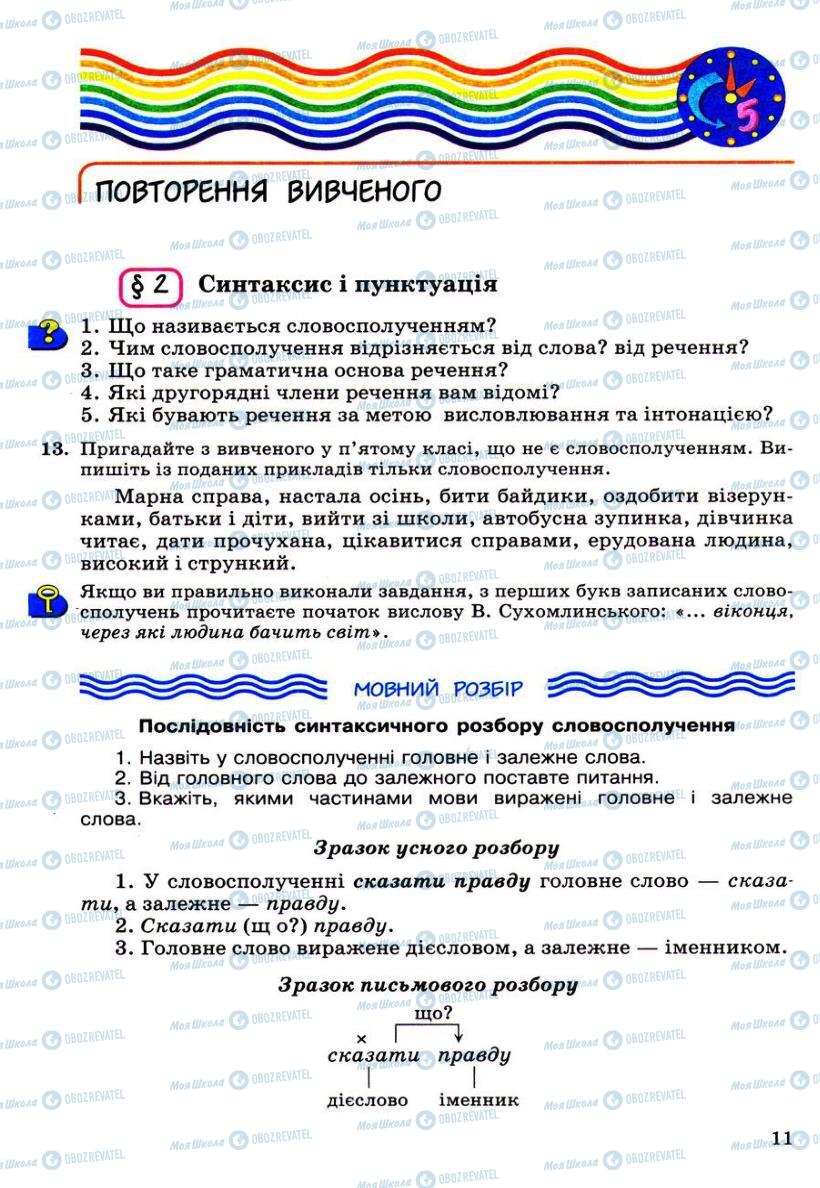 Учебники Укр мова 6 класс страница 11