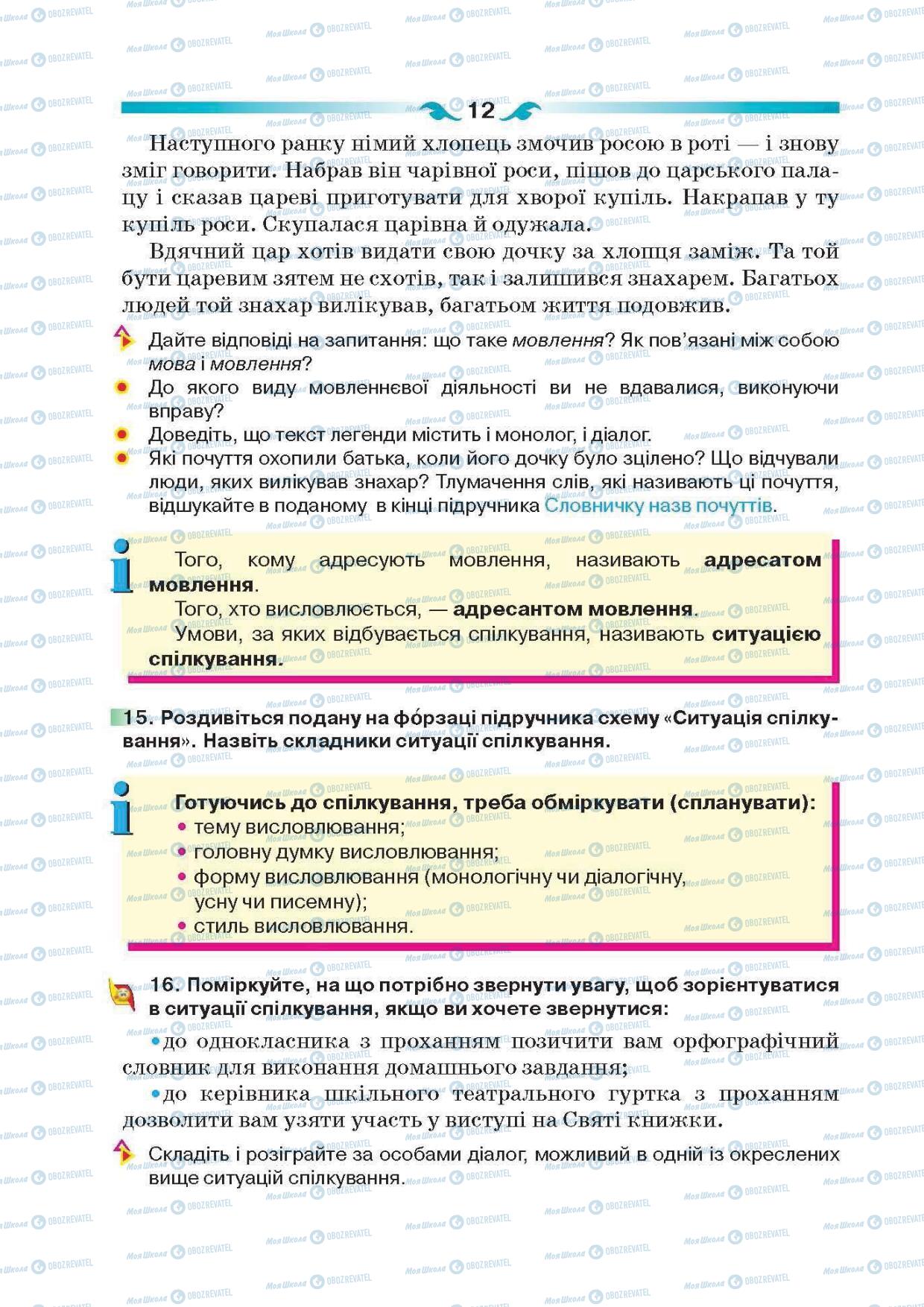 Підручники Українська мова 6 клас сторінка 12