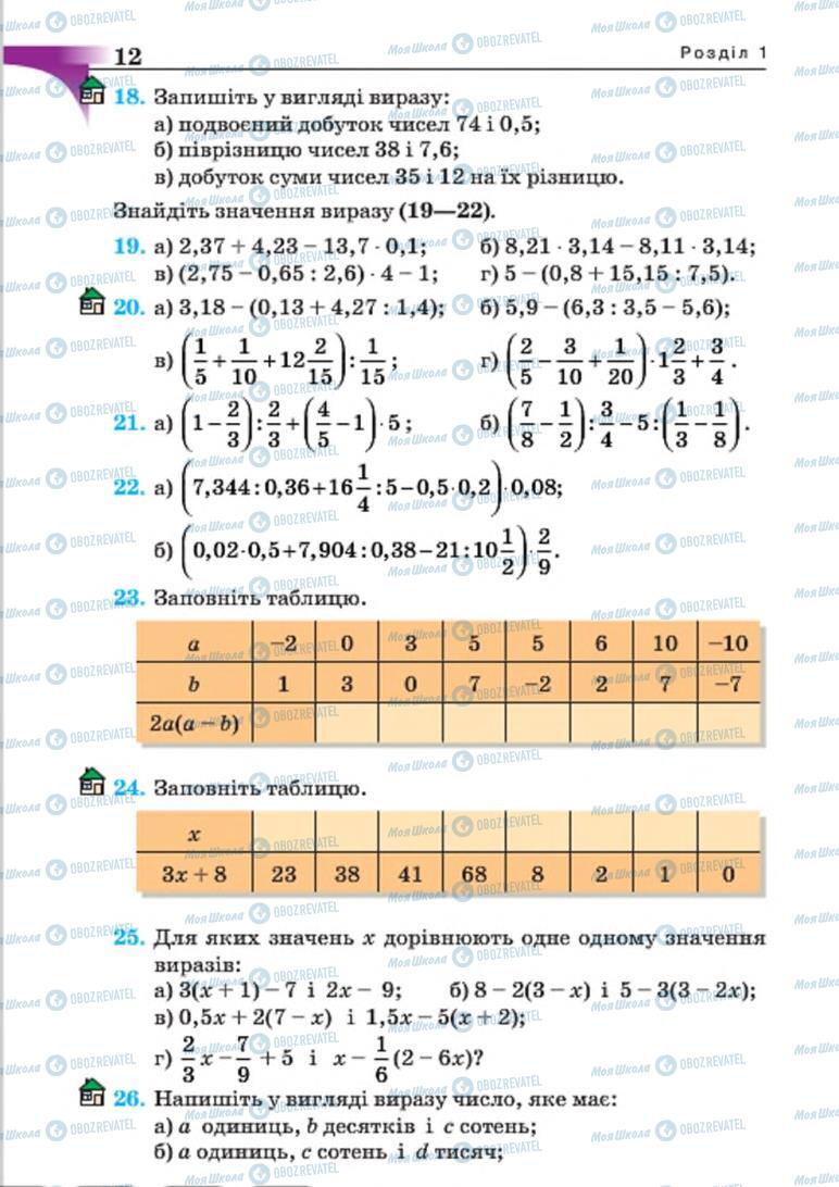 Підручники Алгебра 7 клас сторінка 12