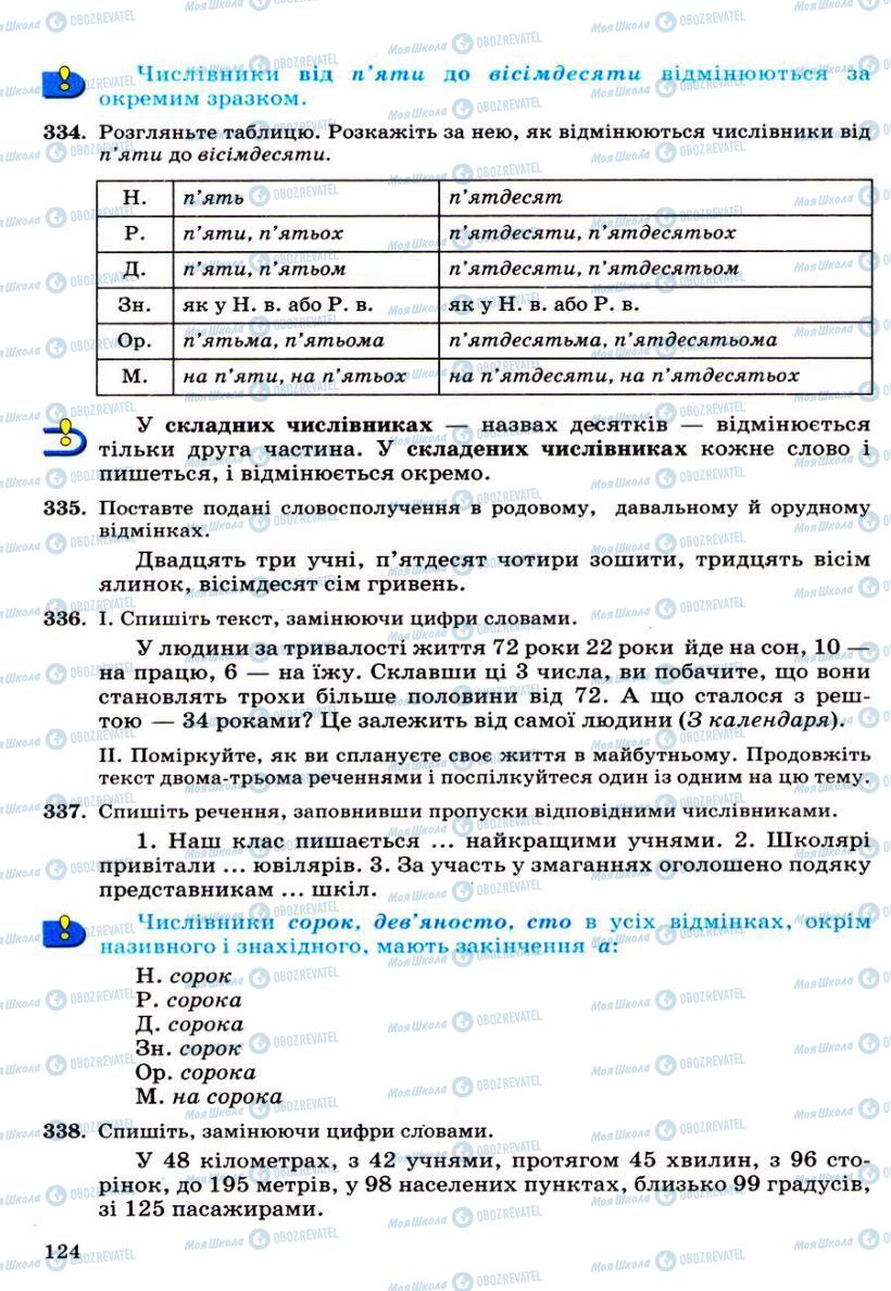 Учебники Укр мова 6 класс страница 124