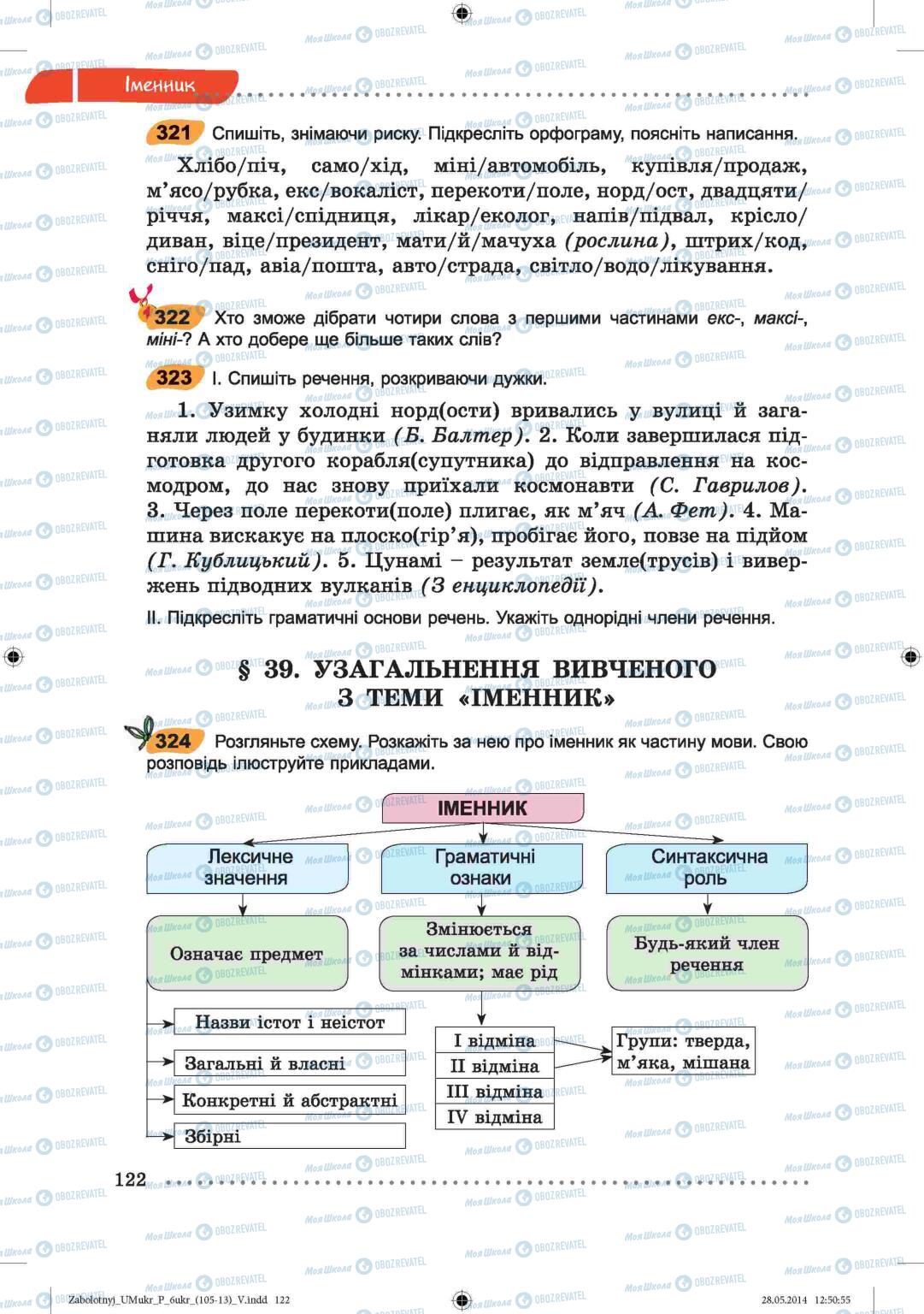 Підручники Українська мова 6 клас сторінка  122