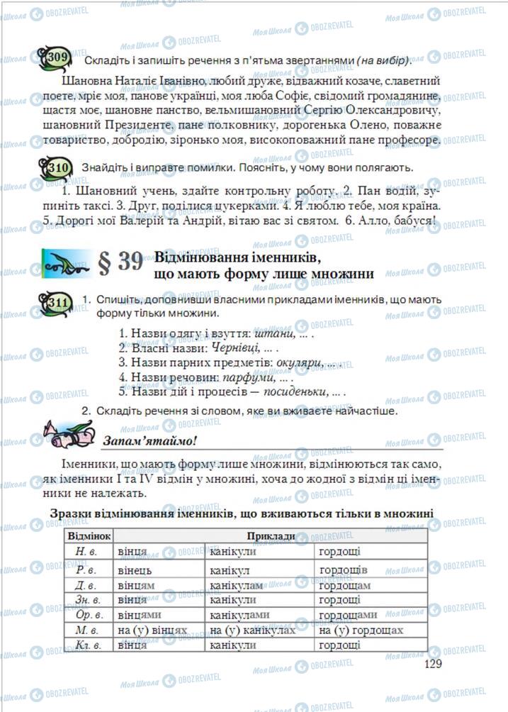 Підручники Українська мова 6 клас сторінка  129