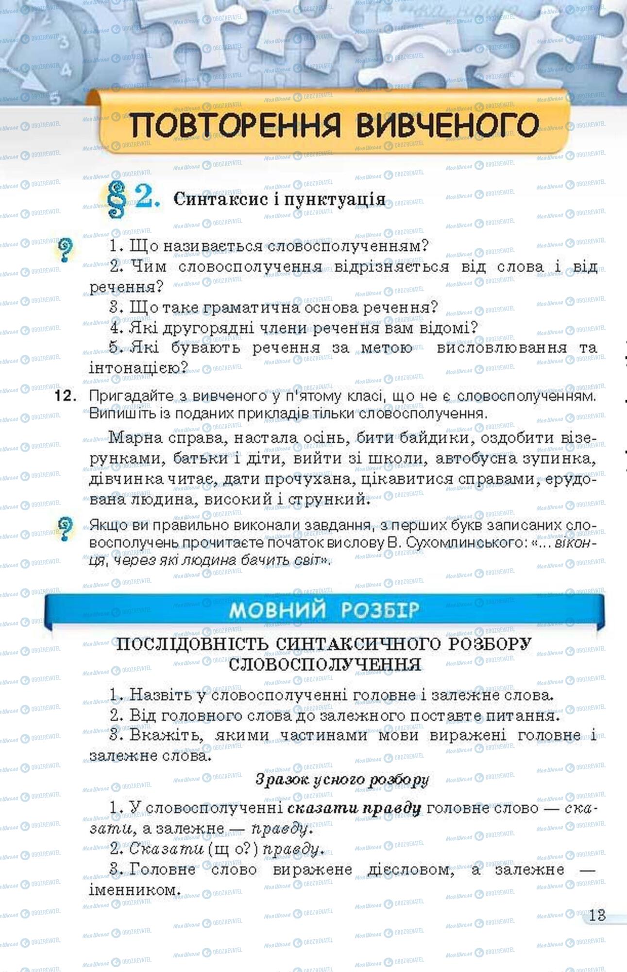 Підручники Українська мова 6 клас сторінка 13