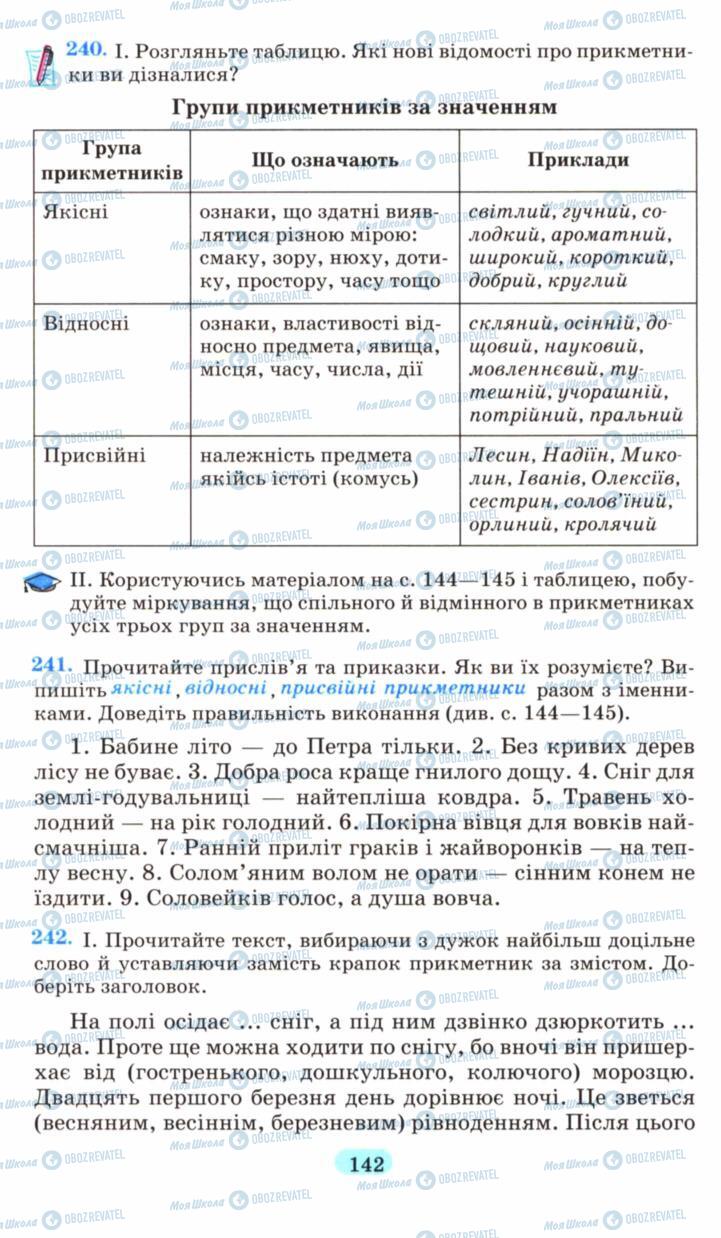 Підручники Українська мова 6 клас сторінка 142