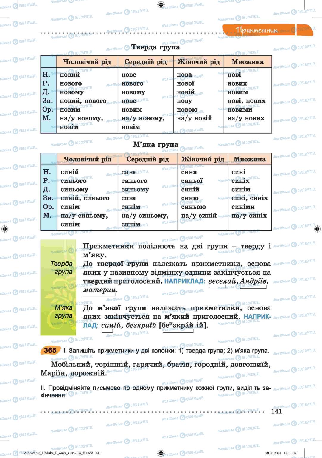 Підручники Українська мова 6 клас сторінка  141